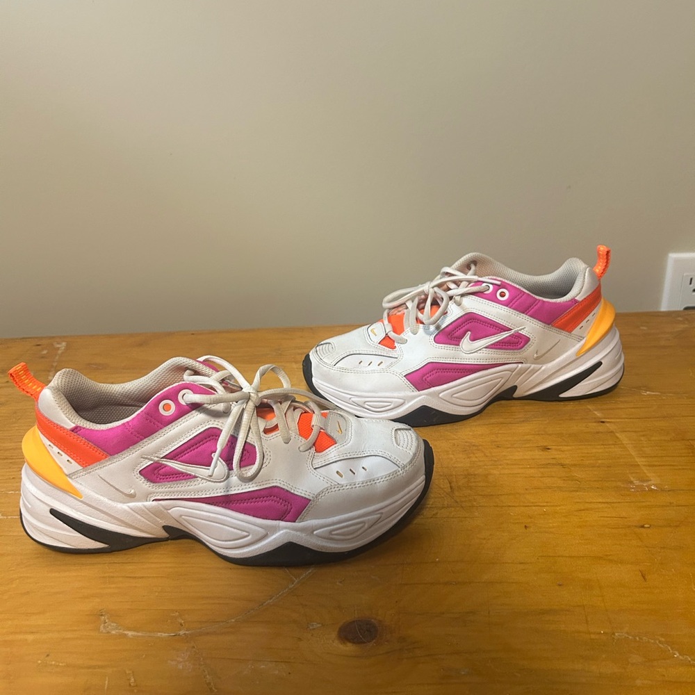 Nike M2K Tekno pink and orange colourway